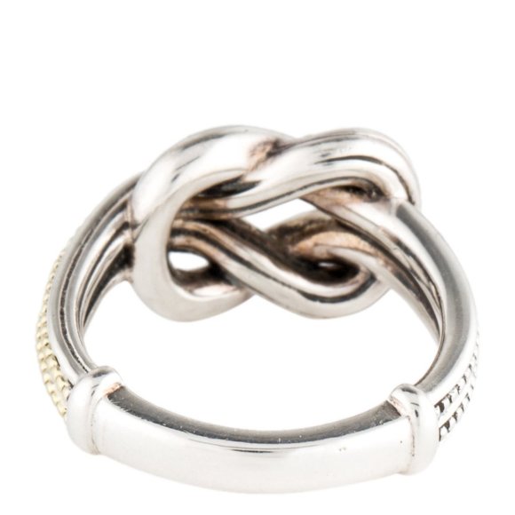 LAGOS DIAMOND NEWPORT 18K YELLOW GOLD & STERLING SILVER 925 KNOT BAND RING - Picture 7 of 9